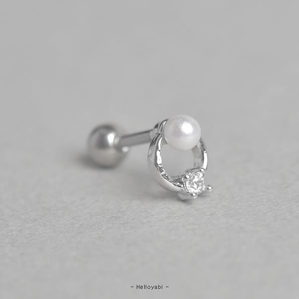 | 氣質款 | 優雅珍珠圓圈小鑽醫療鋼( 現貨+預購 )：圖片 2